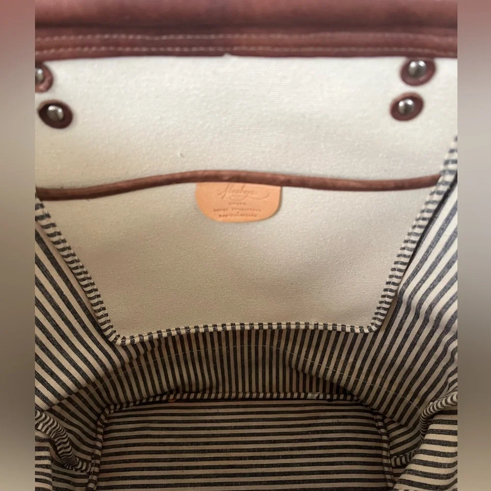 Elegant Canvas and Leather Shoulder Bag - Picture 7 of 10